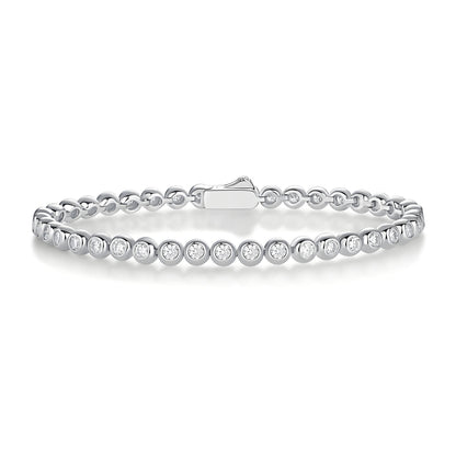 Reviera Moissanite Bezel Tennis Bracelet with Safety Box Clasp - La Pretti