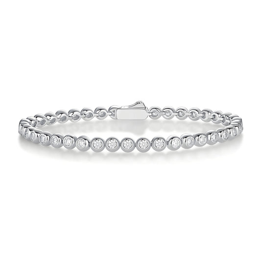 Reviera Moissanite Bezel Tennis Bracelet with Safety Box Clasp - La Pretti
