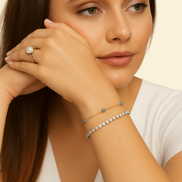 Reviera Moissanite Bezel Tennis Bracelet with Safety Box Clasp - La Pretti