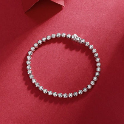 Reviera Moissanite Bezel Tennis Bracelet with Safety Box Clasp - La Pretti