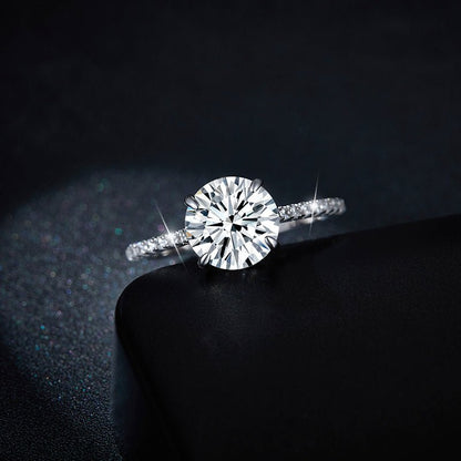 Round Moissanite Solitaire Engagement Ring in Pave Setting (1 - 4ct. ) - La Pretti