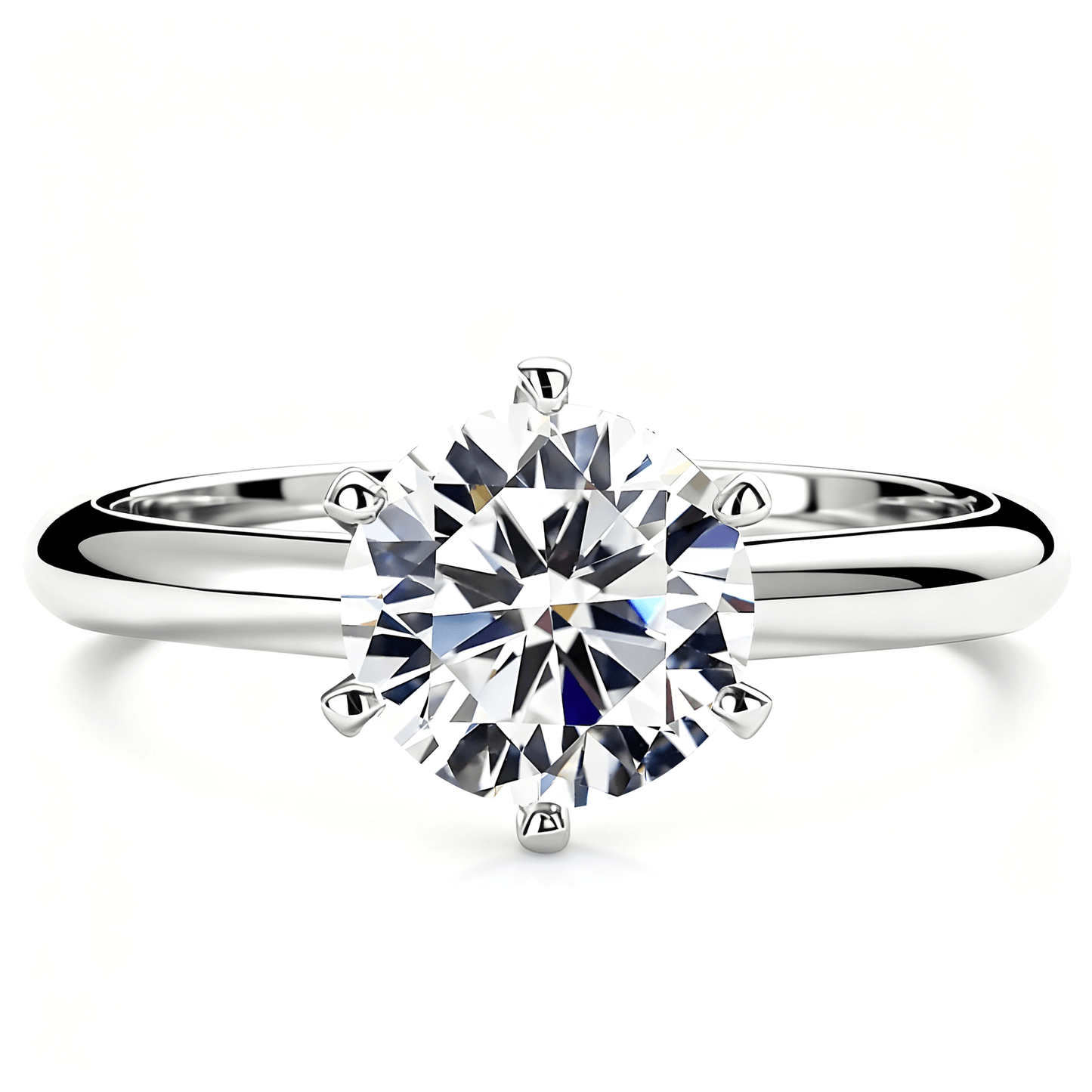 Round Moissanite Solitaire Engagement Ring in 6 Prongs (1 - 5ct. ) - La Pretti