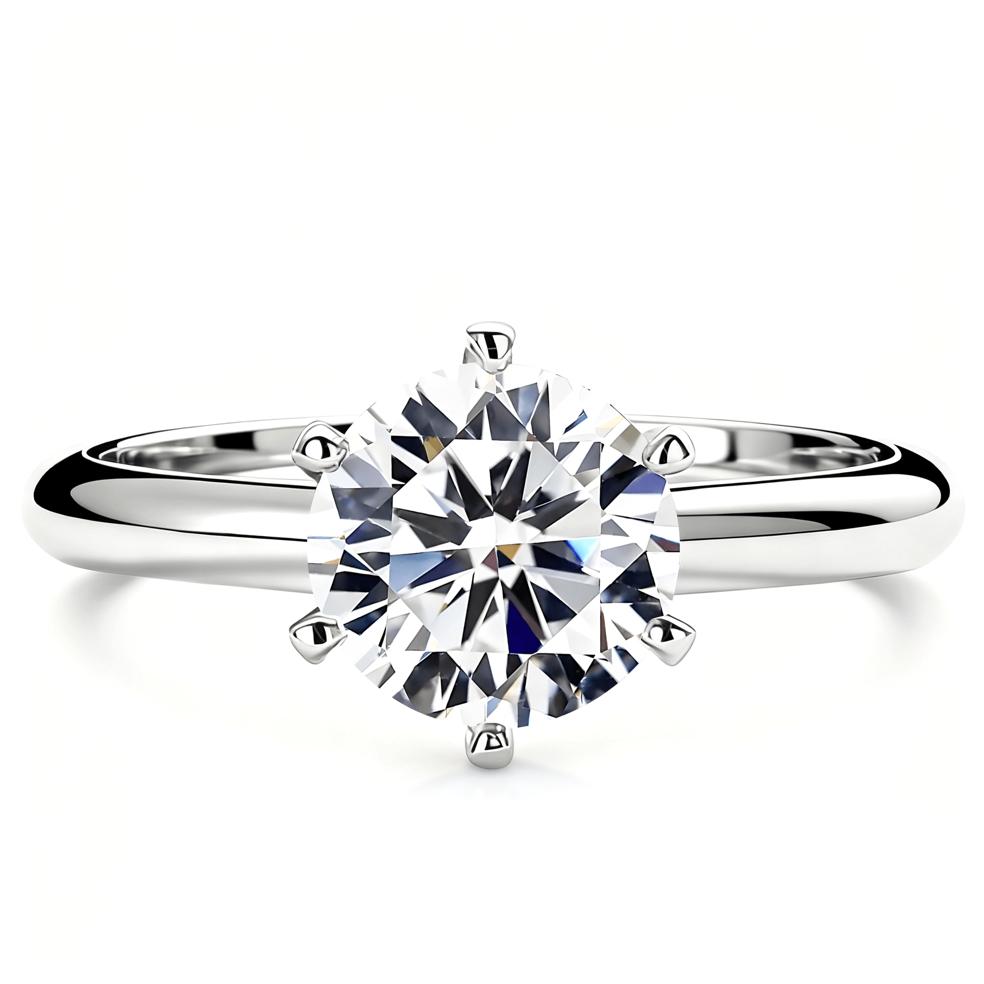 Round Moissanite Solitaire Engagement Ring in 6 Prongs (1 - 5ct. ) - La Pretti