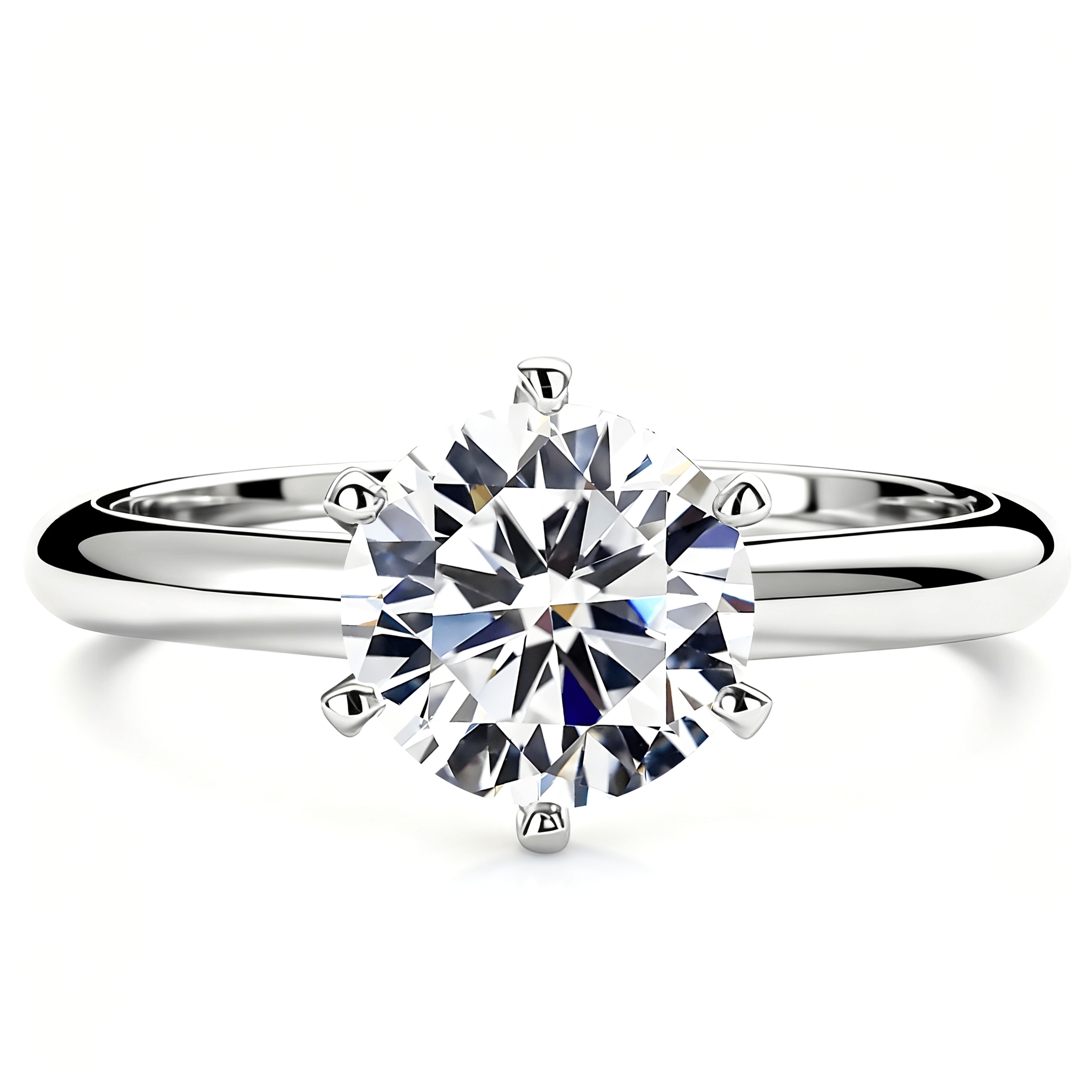 Round Moissanite Solitaire Engagement Ring in 6 Prongs (1 - 5ct. ) - La Pretti