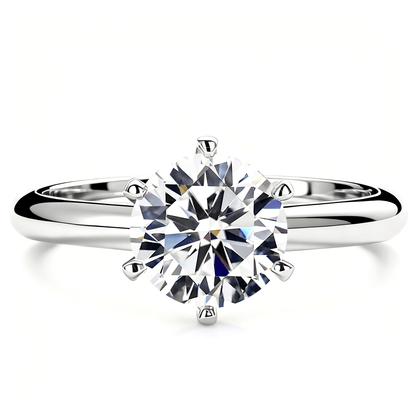 Round Moissanite Solitaire Engagement Ring in 6 Prongs (1 - 5ct. ) - La Pretti