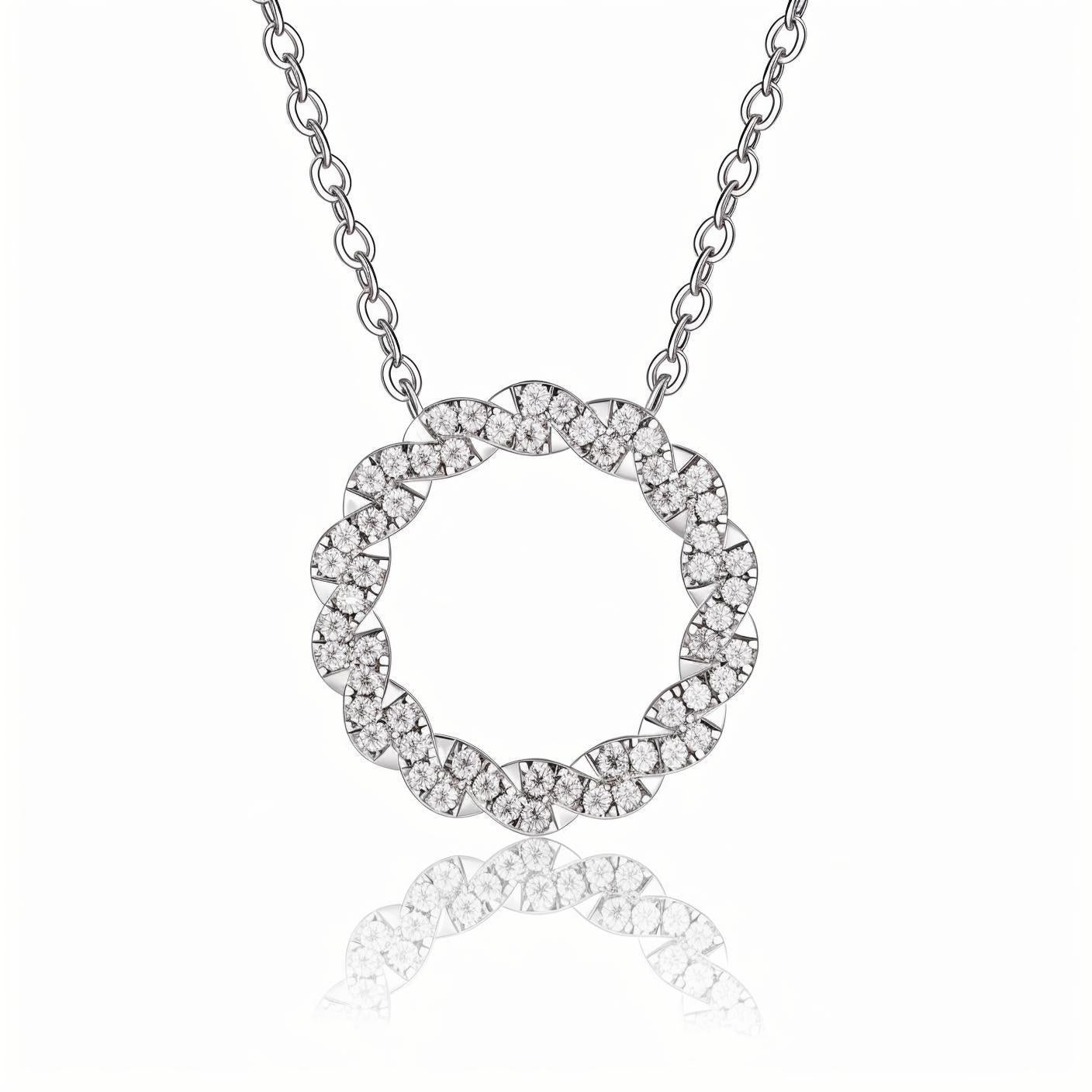 Twisted Circle Moissanite Pave Pendant Necklace - La Pretti