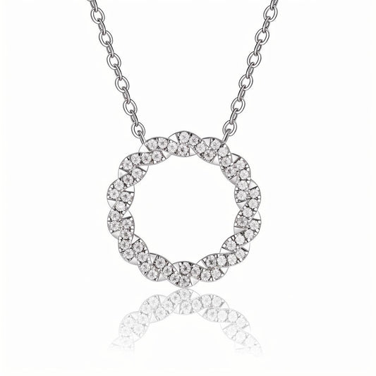 Twisted Circle Moissanite Pave Pendant Necklace - La Pretti