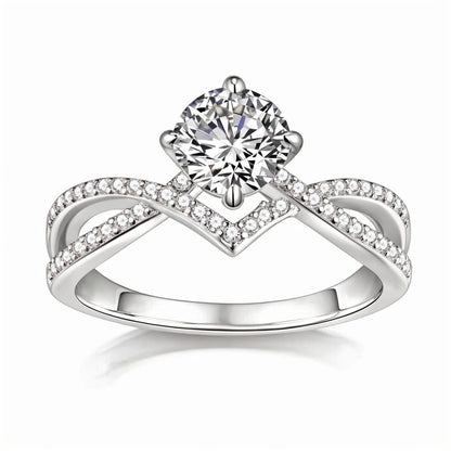 Twisted Infinity Round Moissanite Solitaire Engagement Ring Josephine Design in Pave Setting (1ct. ) - La Pretti