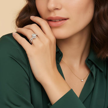 Twisted Infinity Round Moissanite Solitaire Engagement Ring Josephine Design in Pave Setting (1ct. ) - La Pretti