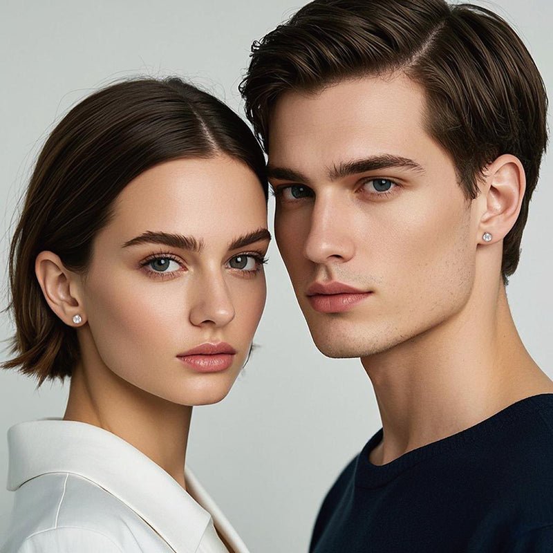 Round Moissanite Stud Earrings 18K Yellow Gold Plated Sterling Silver (1 - 5ct. ) - La Pretti